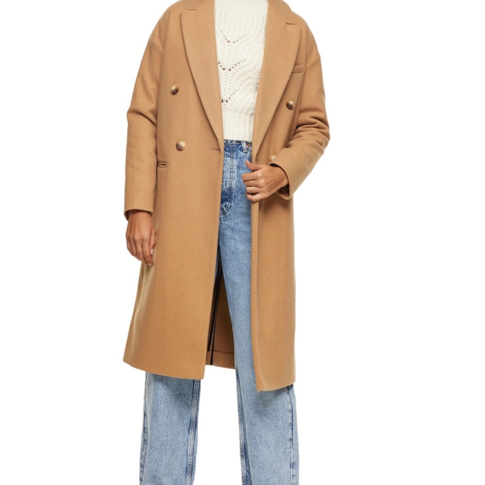 Topshop Brooke Double Breasted Long Camel Coat